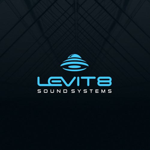 UFO design with the title 'Logo for Levit8 sound system'