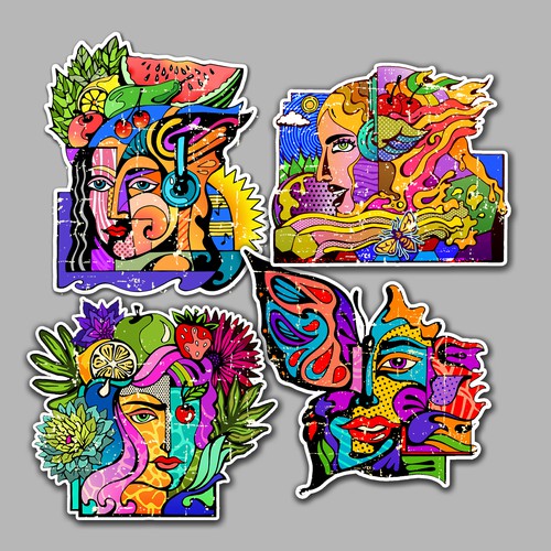 Pop art design with the title 'stickers summer'