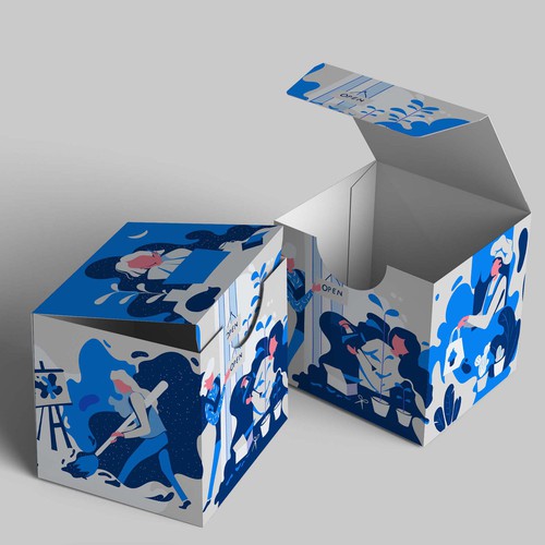 Designer artwork with the title 'Unique & arty illustrations for VistaPrint’s Premium biz card box'