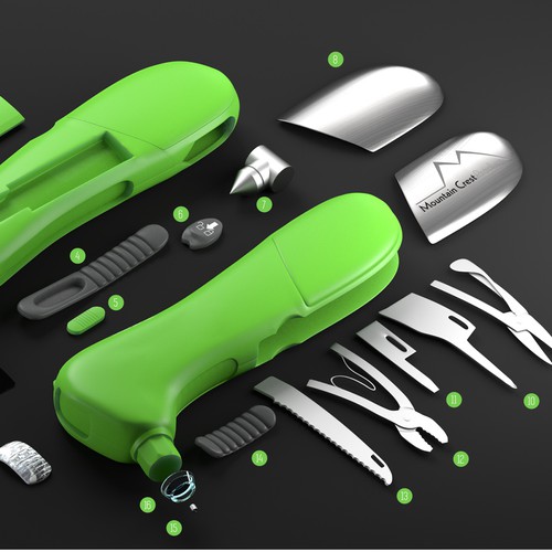 CGI design with the title 'Digital Tire Gauge 3D Renderings'