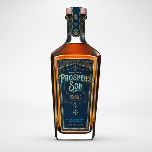 Gold foil design with the title 'Luxurious Bourbon Whiskey'