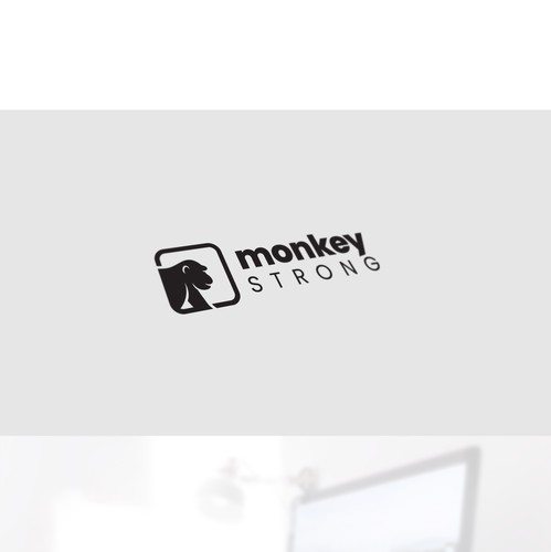 Ape logo with the title 'Logo for an e-commerce company "monkeystrong" that sells premium office accessories for people who work from home 🧑‍💻'