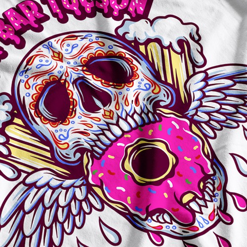 Skeleton t-shirt with the title 'Donut bar tucson'