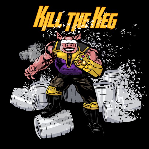 Comic t-shirt with the title 'Thanos Pig'