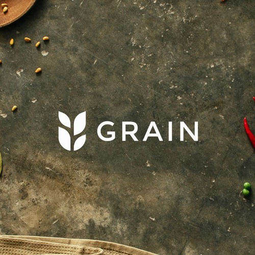 Orange logo with the title 'Grain, food delivery service'