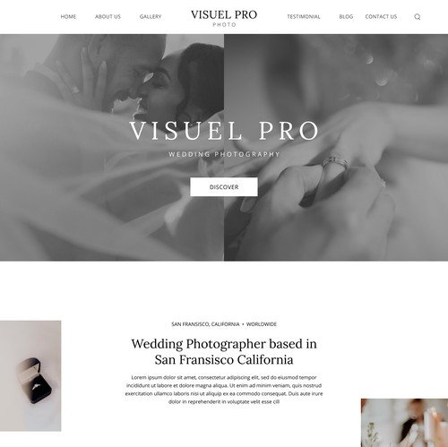 Photography website with the title 'Website Template Design for Wedding Photographers'