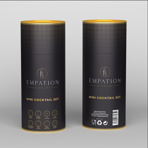 Tube packaging with the title 'COCKTAIL SET PACKAGING'