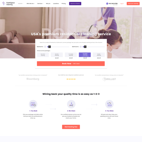 Cleaning website with the title 'Homepage design for premium home cleaning services'