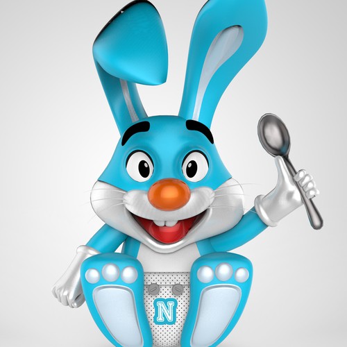 Bunny design with the title 'Baby bunny pet 3D Mascot image'