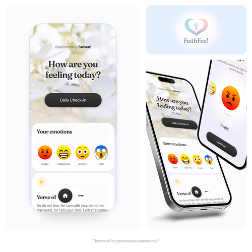 UI design with the title 'FaithFeel'