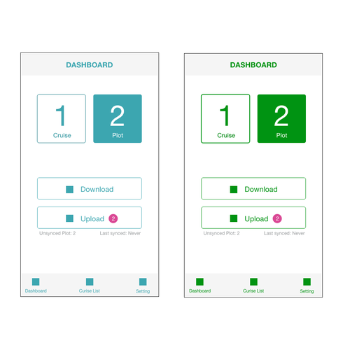 Navigation design with the title 'Color Palettes'