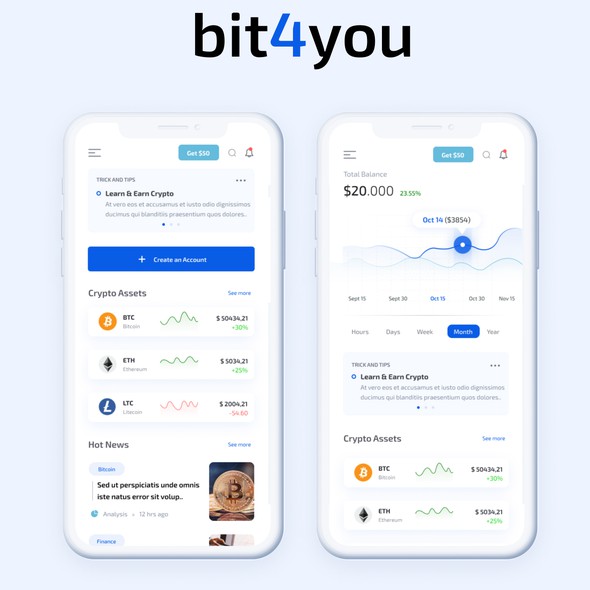 Intuitive design with the title 'UX driven crypto exchange app'