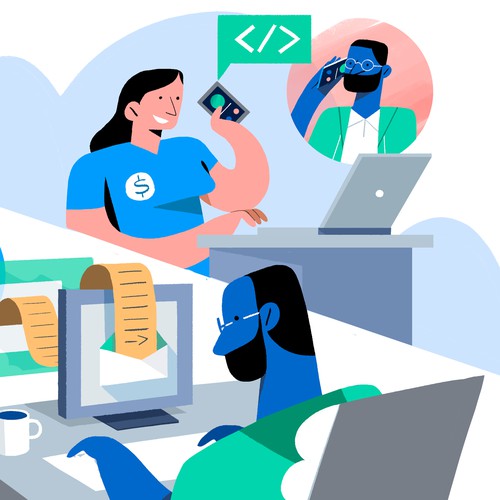 People artwork with the title 'Brand Identity Illustration'