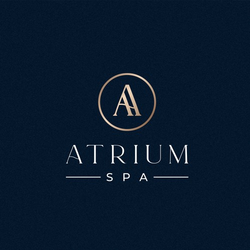 Navy blue logo with the title 'Atrium Spa'
