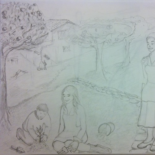 Pencil drawing design with the title 'Idila - pencil drawing '