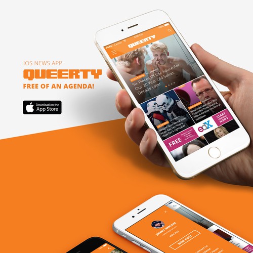 Feed design with the title 'QUEERTY APP'