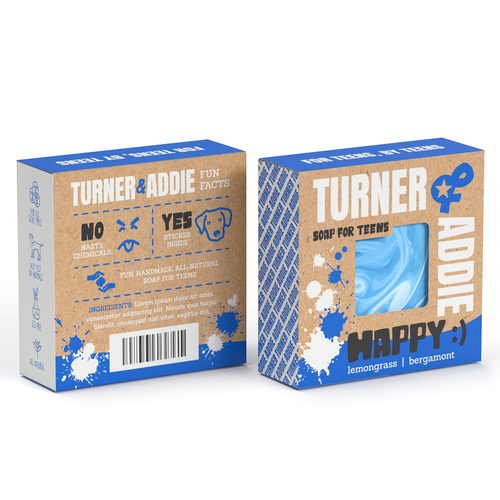 Colorful packaging with the title 'Packaging Design for Soap Brand'