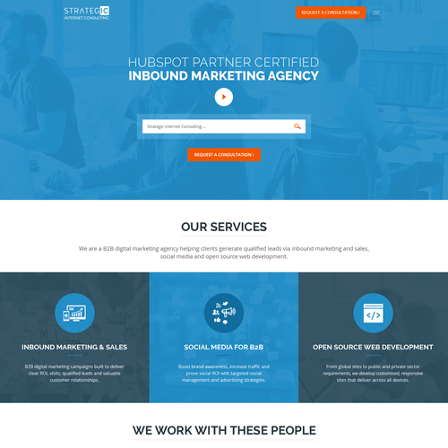 Marketing website with the title 'A growing digital marketing agency requires a complete home page style change. '