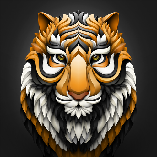 Tiger design with the title '3D Tiger'