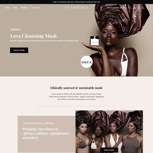 Homepage website with the title 'Luxury Skincare website'
