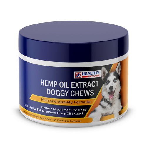 Dog label with the title 'Label for Dog Chew Tablets'