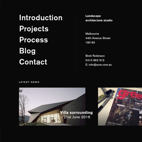 Architecture website with the title 'Webdesign for Architecture Studio'