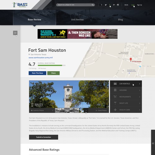 Rating design with the title 'Military Review Website'