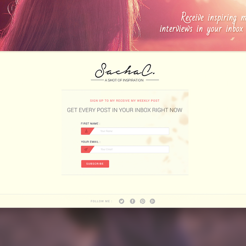 Sign up design with the title 'Sign-up Page for a personal blog'