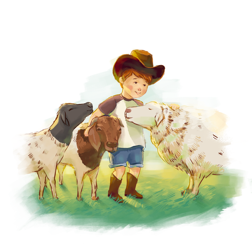 Goat illustration with the title 'The Little Farmer books'