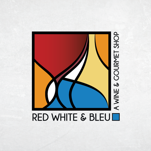 Gourmet design with the title 'Red White & Bleu - Wine shop'
