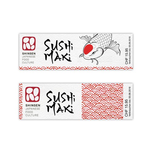 Japanese label with the title 'Sushi Packaging'