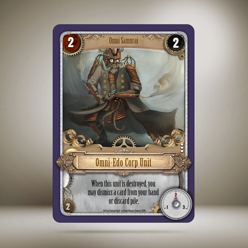 Steampunk artwork with the title 'Game card design'