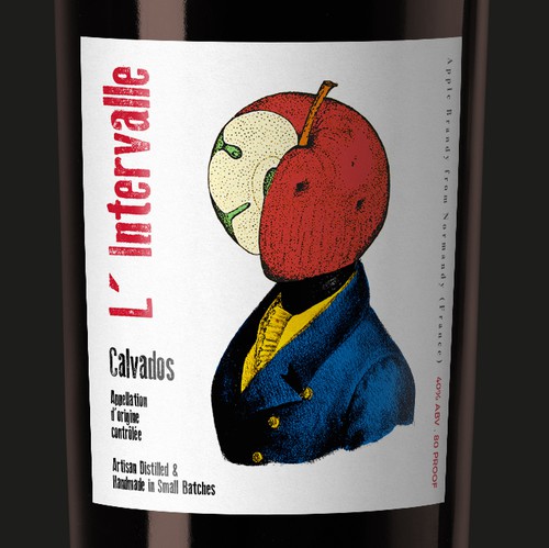 Alcohol label with the title 'Calvados label design'