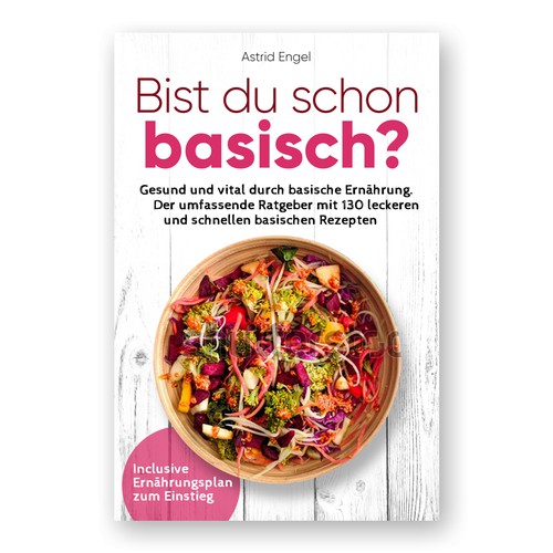 Recipe book cover with the title 'Book cover for book about basic food'