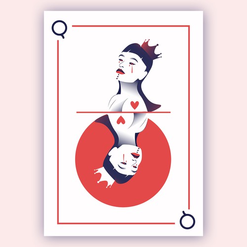 Queen design with the title 'Poker card illustration'