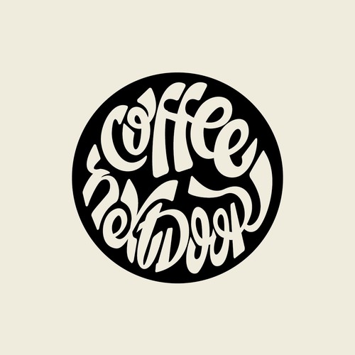 Funky logo with the title 'lettering for coffee event'