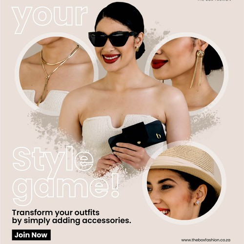 Ornament design with the title 'Facebook Creatives for The Box Fashion'