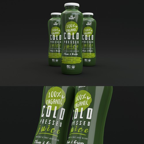 Typography packaging with the title 'All Wello Bottle Packaging'