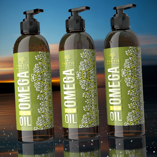 Oil packaging with the title 'Omega Oil'