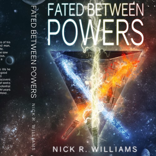 Spaceship design with the title 'Fated Between: Powers (hardcover)'