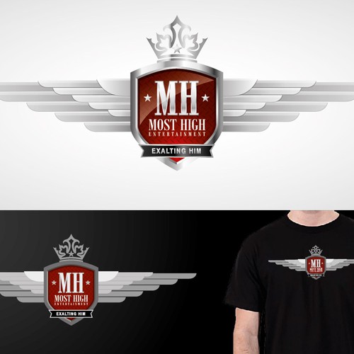 Silver logo with the title 'Logo for MOST HIGH ENTERTAINMENT'