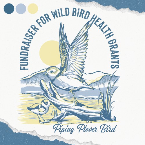 Beach t-shirt with the title 'Piping Plover Bird Tshirt Design - Fundraiser for Wild Bird Health Grants'