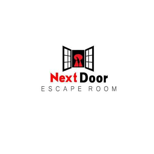 Escape room logo with the title 'Next door '