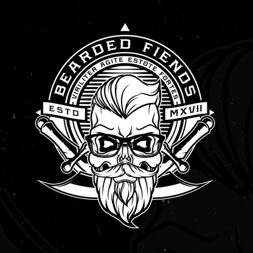 Skull design with the title 'Bearded Fiends'