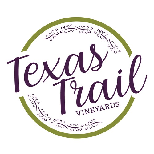 Vineyard logo with the title 'Texas Trail Vineyards'