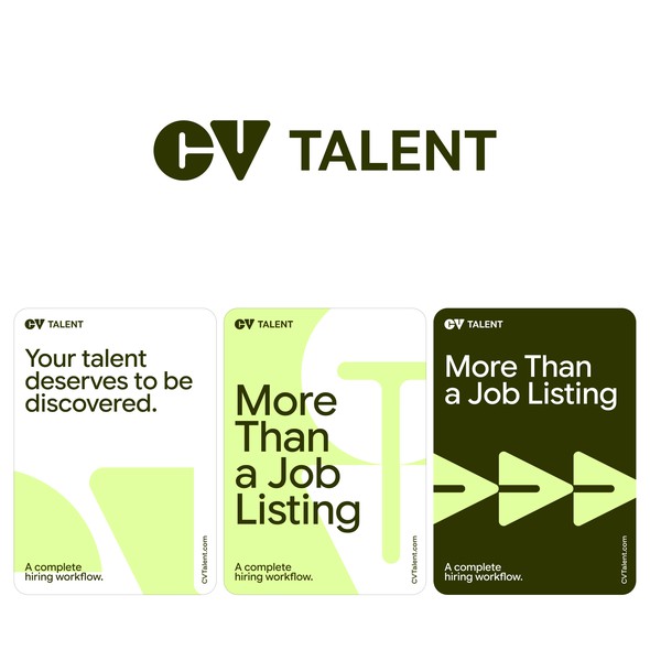 Green design with the title 'Logo and Brand Identity Design for Talent SaaS startup.'