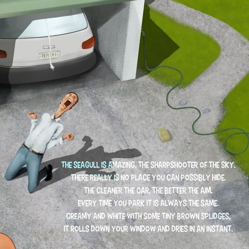 Children artwork with the title 'The Seagull Is Amazing'