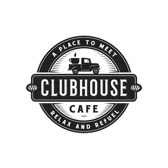 Vintage badge logo with the title 'Clubhouse Cafe'