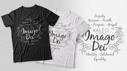 Feminine t-shirt with the title 'Create a hip, minimal typography-based shirt for our urban missions program'