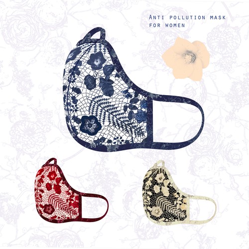Intricate design with the title 'Anti pollution mask design'